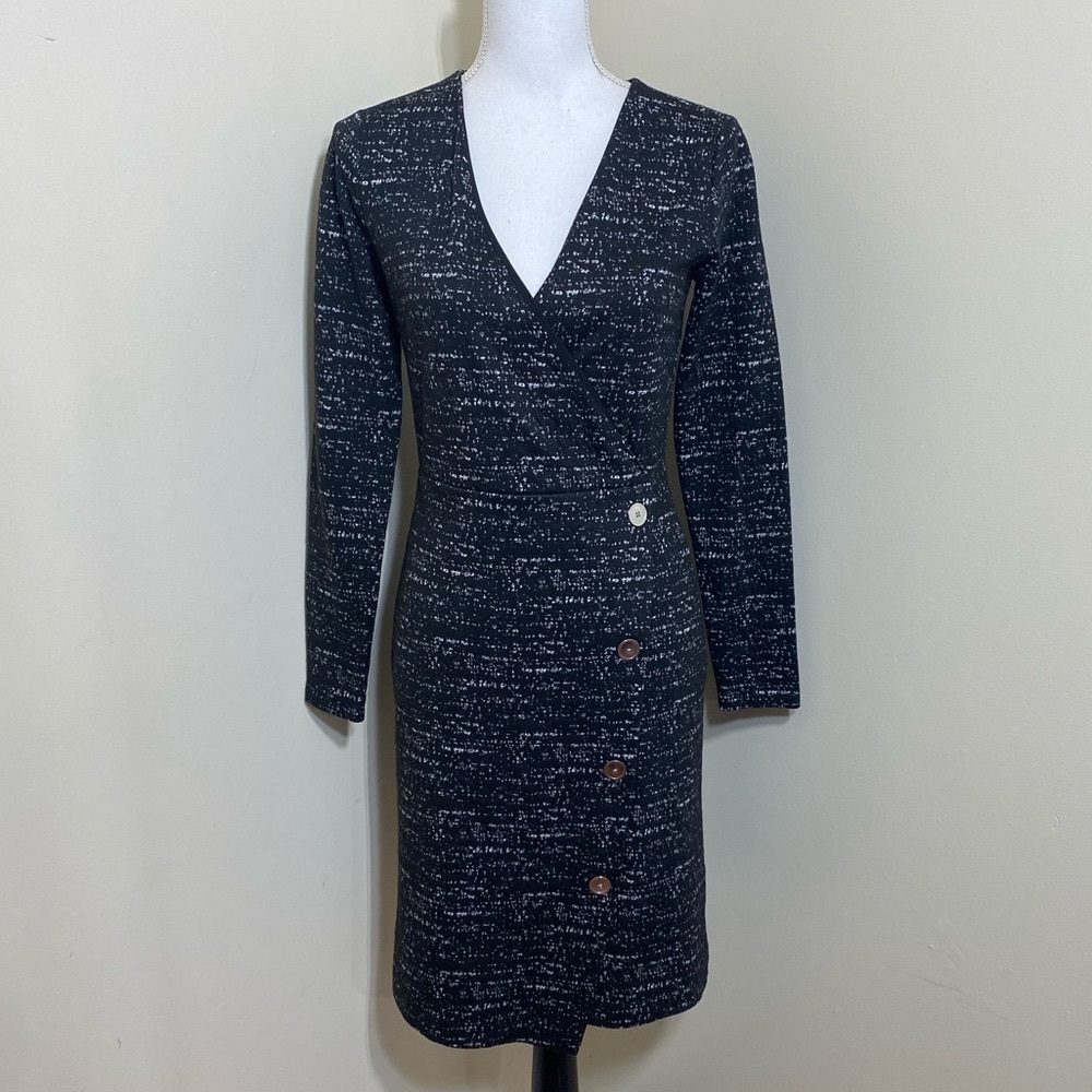 Ann Taylor Factory Wrap Front Long Sleeve MIDI Dress - size 0